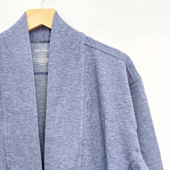 NWT Ministry Of Supply Women's Fusion Terry Cardigan Size M Pockets Blue Heather - Picture 7 of 13